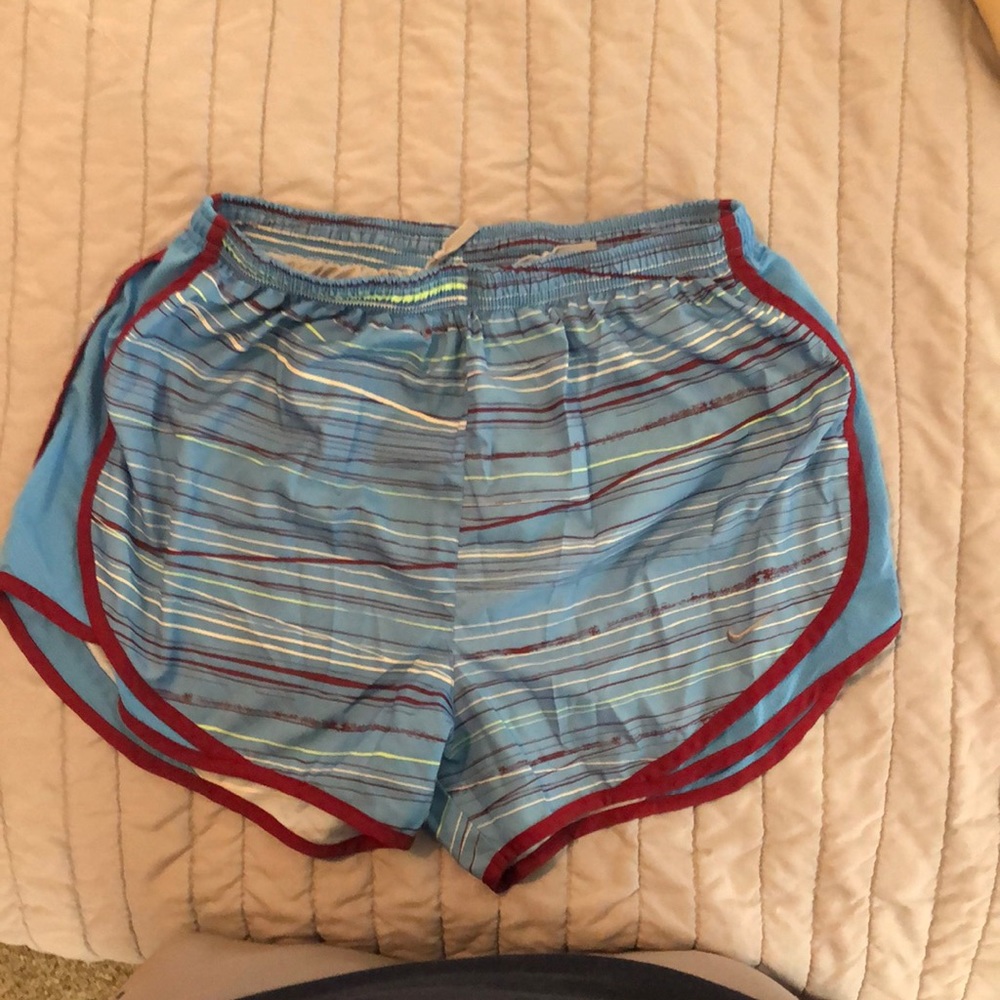 Nike Dri-Fit Running Shorts.  Like New light blue with maroon white stripes.